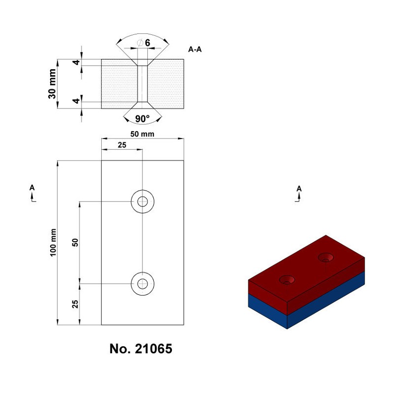 Magnet neodim bloc 100x50x30 N 80 °C, VMM10