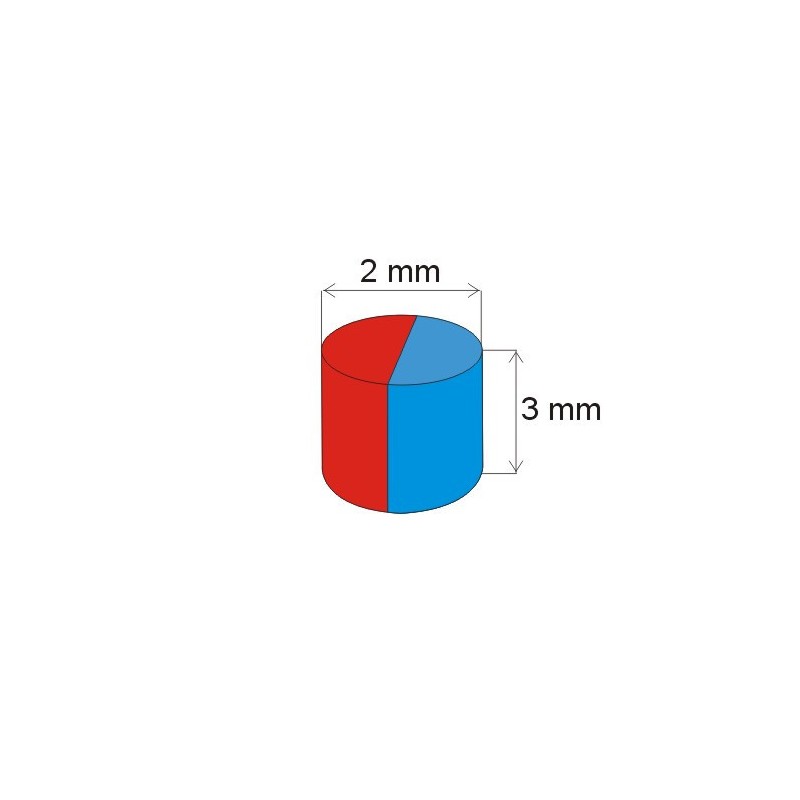 Magnet neodim cilindru cu, DIAMETRAL, diam.2x3 N 180 °C, VMM5UH-N35UH