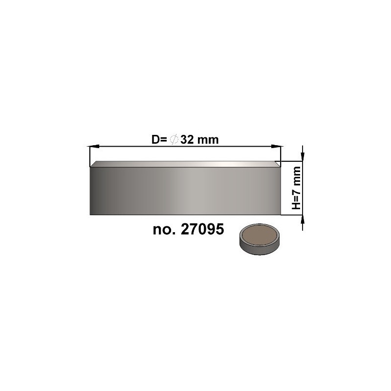 Magnet oală diam. 32 x înălțime 7 mm, fără filet