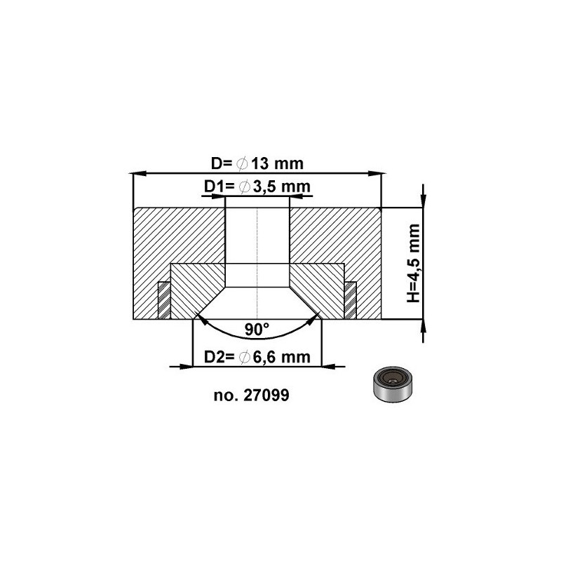 Magnet oală diam. 13, înălțime 4,5 mm, cu gaură pentru șurub cu cap înecat diam. 3,5