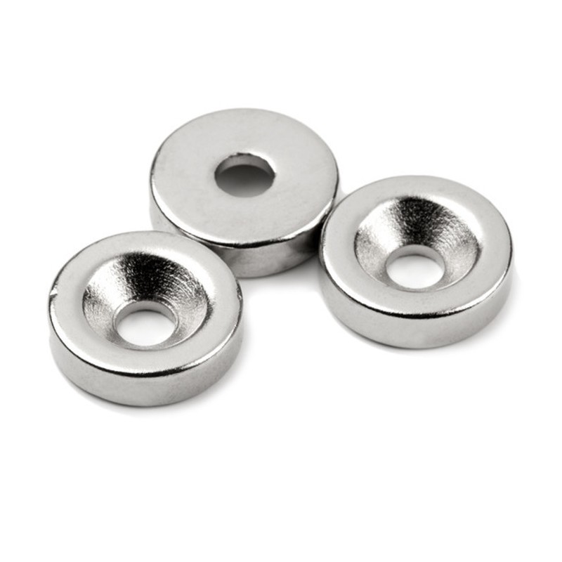 Magnet neodim cilindru cu gaură pentru șurub cu cap înecat diam. 15 x 4,5 x 4 N 80 °C, VMM4-N35