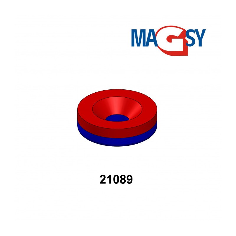 Magnet neodim cilindru cu gaură pentru șurub cu cap înecat diam. 15 x 4,5 x 4 N 80 °C, VMM4-N35