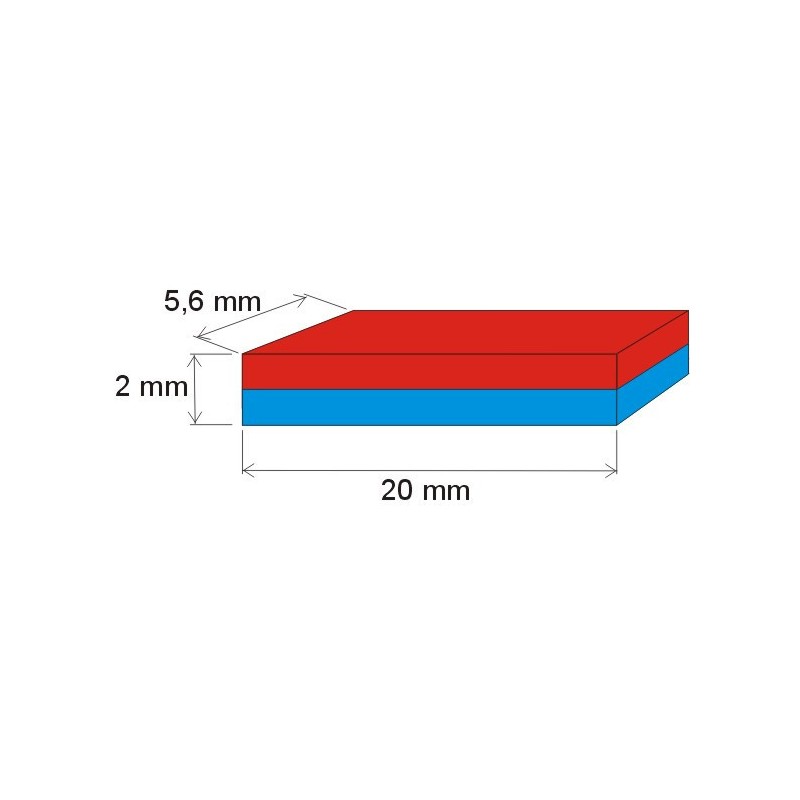Magnet neodim bloc 20x5,6x2 P 180 °C, VMM5UH-N35UH