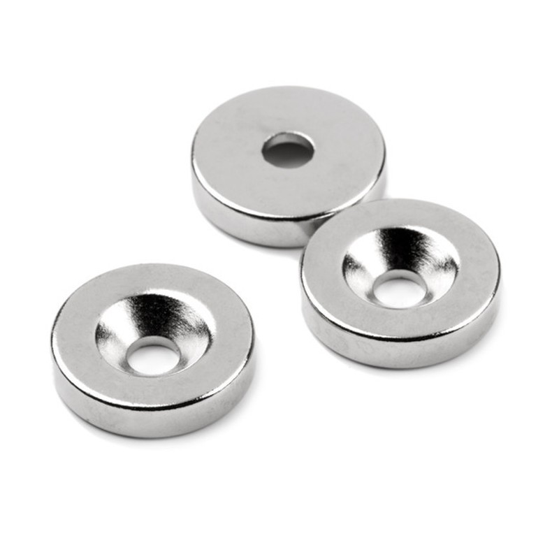 Magnet neodim cilindru cu gaură pentru șurub cu cap înecat diam. 18 x 4 N 80 °C, VMM4-N35