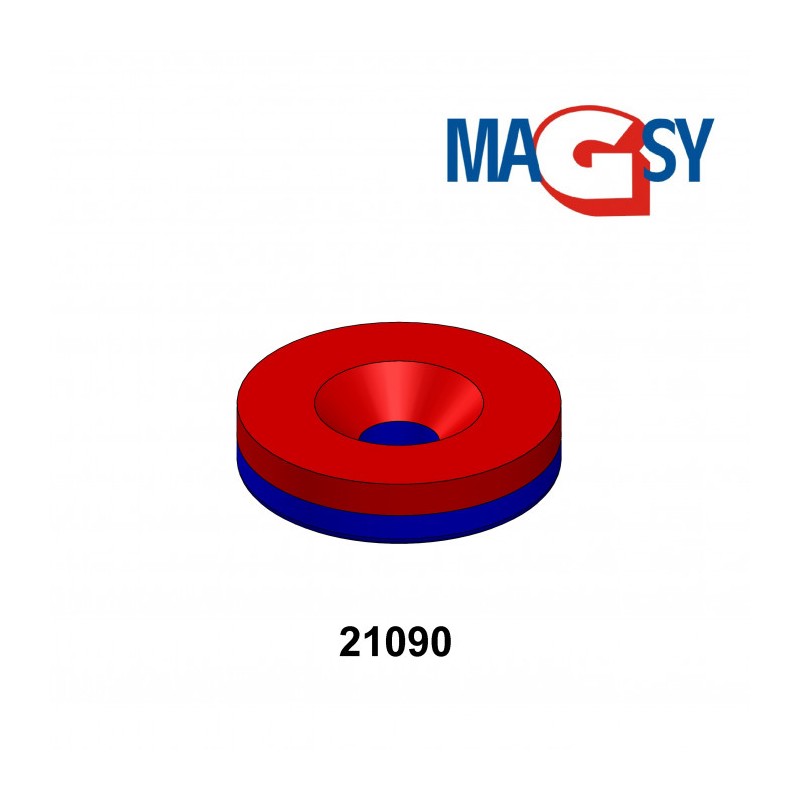 Magnet neodim cilindru cu gaură pentru șurub cu cap înecat diam. 18 x 4 N 80 °C, VMM4-N35