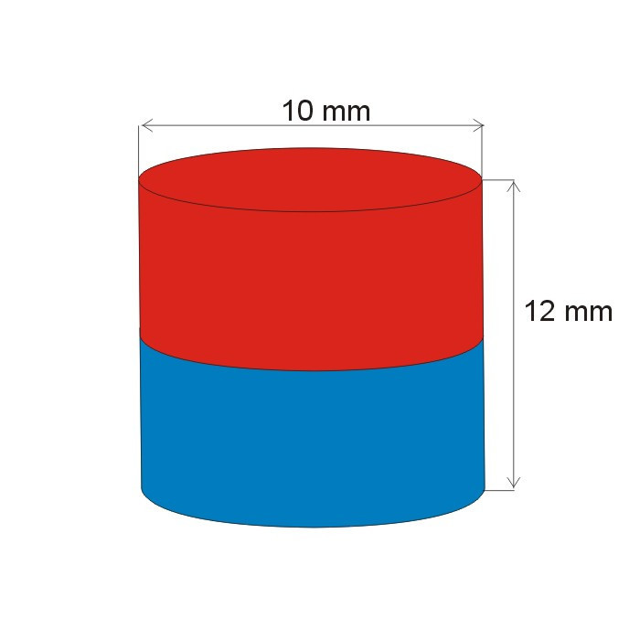 Magnet neodim cilindru cu diam.10x12 N 80 °C, VMM4-N35