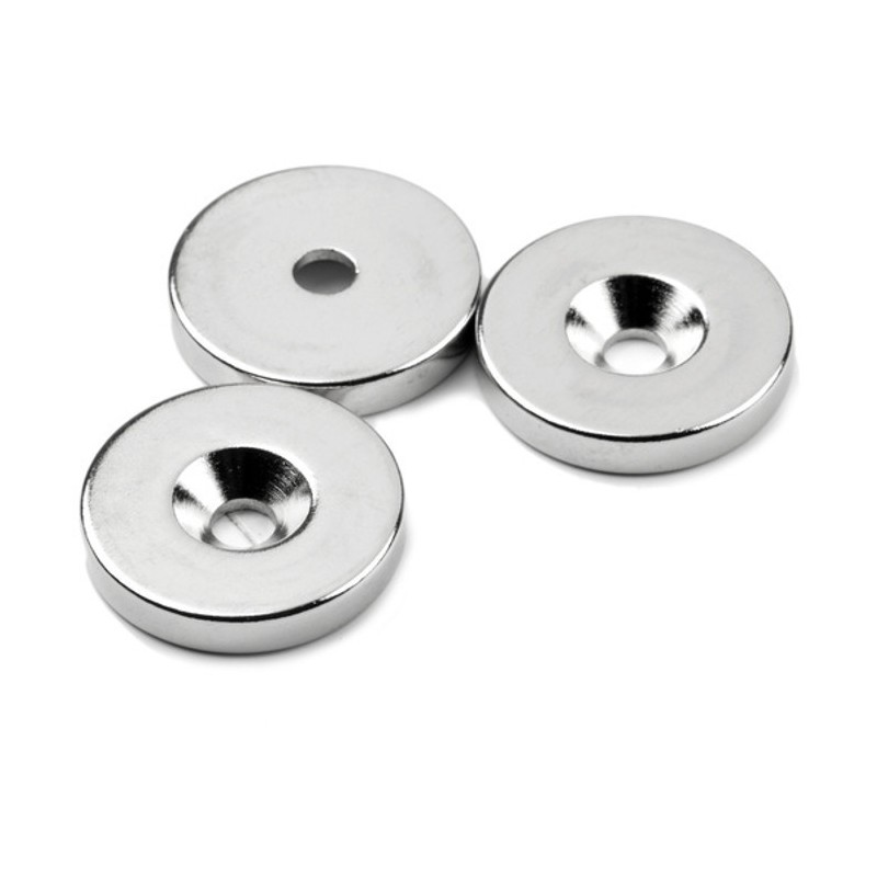Magnet neodim cilindru cu gaură pentru șurub cu cap înecat diam. 23 x 4 N 80 °C, VMM4-N35