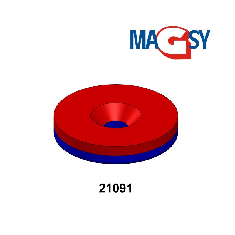Magnet neodim cilindru cu gaură pentru șurub cu cap înecat diam. 23 x 4 N 80 °C, VMM4-N35