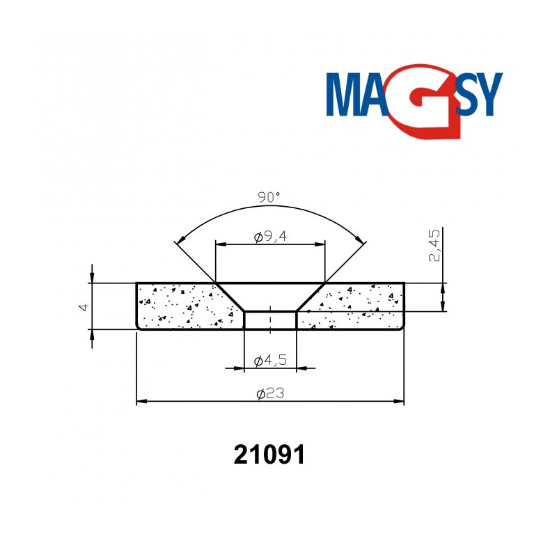 Magnet neodim cilindru cu gaură pentru șurub cu cap înecat diam. 23 x 4 N 80 °C, VMM4-N35