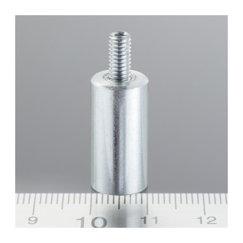 Magnet oală cilindru diam. 10 x înălțime 20 mm cu filet exterior M4. lungime filet 8 mm