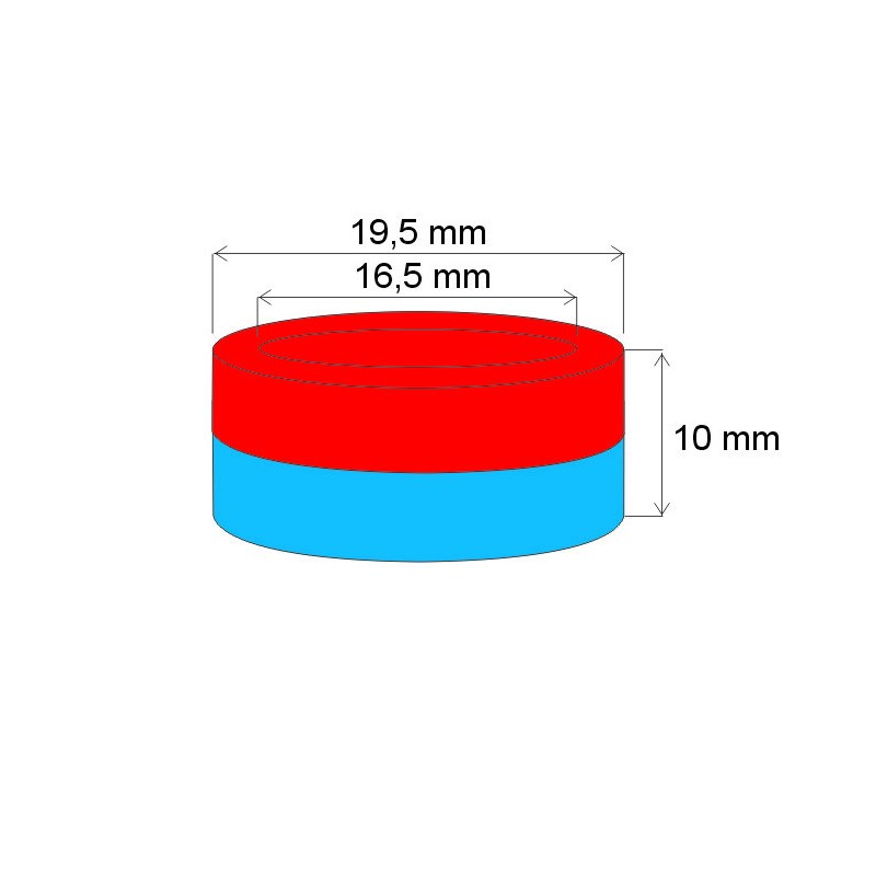 Magnet neodim inel cu diam.19,5x diam.16,5x10 P 180 °C, VMM5UH-N35UH