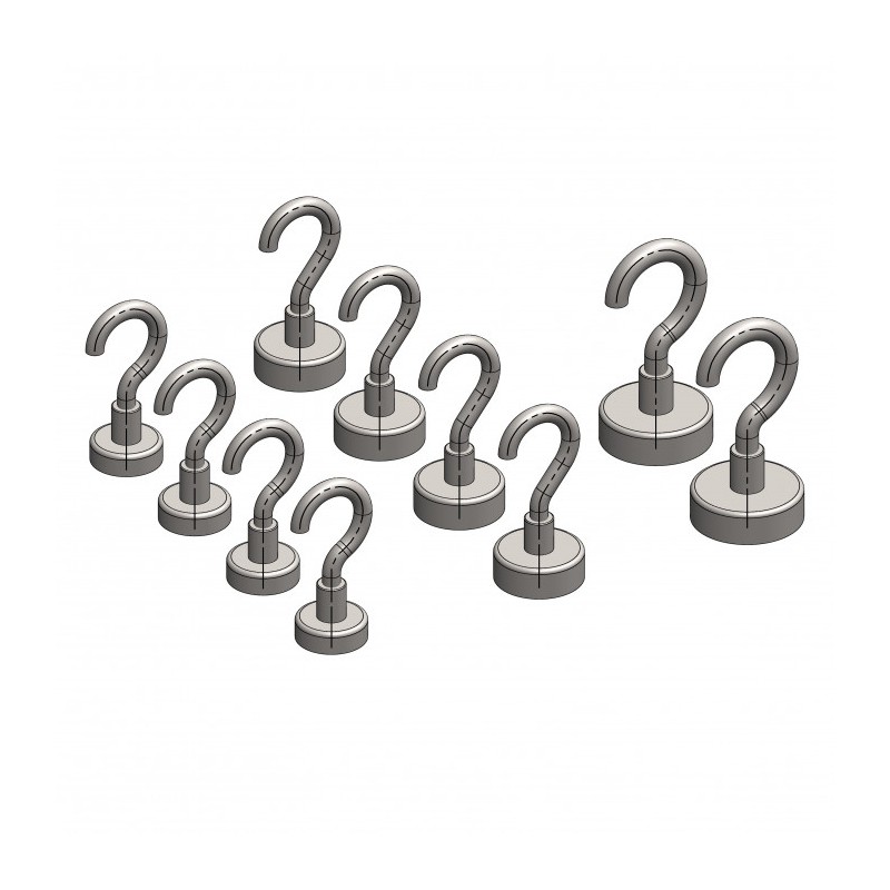 Cârlige magnetice argintii, set de 10 buc