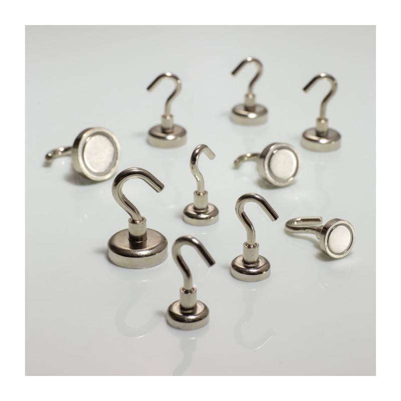 Cârlige magnetice argintii, set de 10 buc