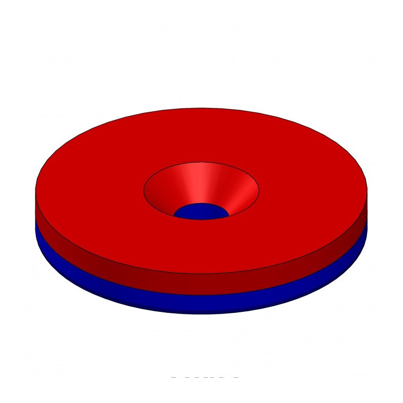 Magnet neodim cilindru cu gaură pentru șurub cu cap înecat diam. 27 x 4 N 80 °C, VMM4-N35