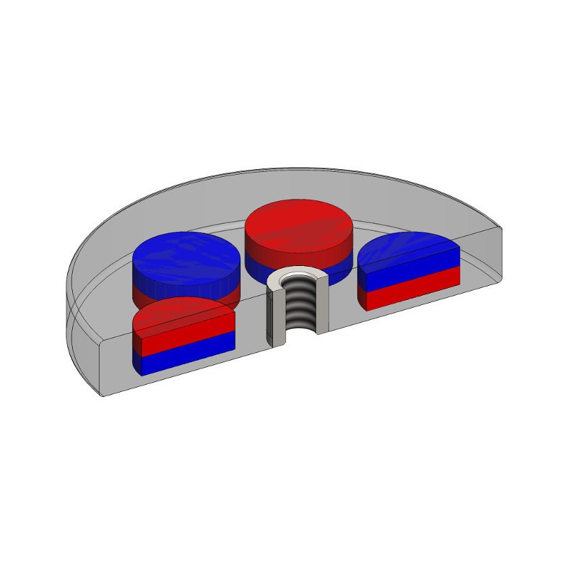 Magnet oală cauciucat diam. 22x6-M4-6H