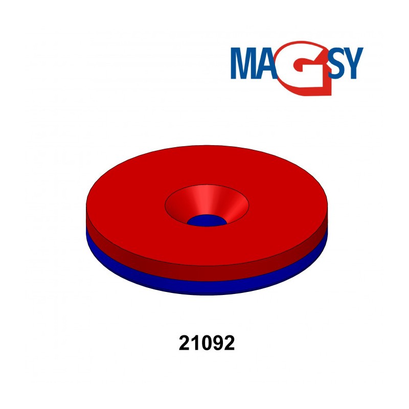 Magnet neodim cilindru cu gaură pentru șurub cu cap înecat diam. 27 x 4 N 80 °C, VMM4-N35