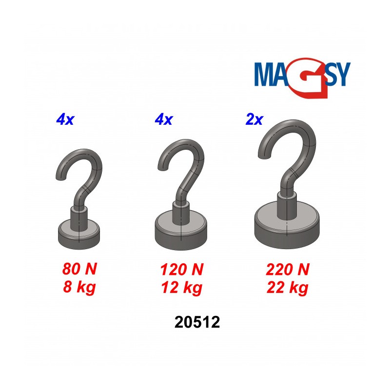 Cârlige magnetice argintii, set de 10 buc