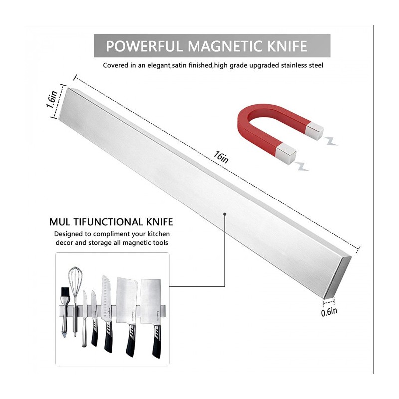 Suport magnetic pentru cuțite și ustensile de bucătărie, lungime 40 cm