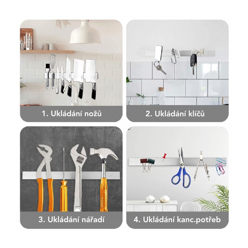 Suport magnetic pentru cuțite și ustensile de bucătărie, lungime 40 cm