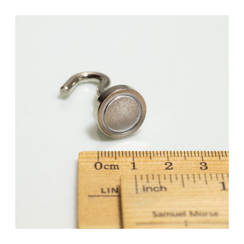 Cârlig magnetic argintiu, diametru 16 mm, NdFeB, forță de rupere 8 kg