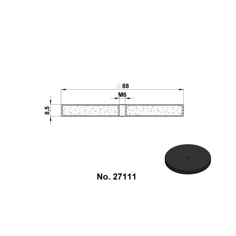Magnet oală cauciucat diam. 88x8,5-M6-6H