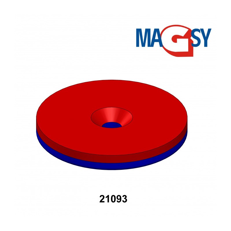 Magnet neodim cilindru cu gaură pentru șurub cu cap înecat diam. 34 x 4 N 80 °C, VMM4-N35