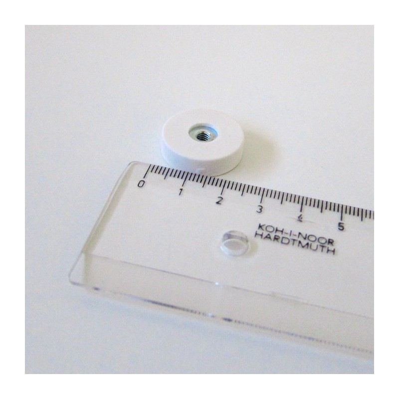 Magnet oală cauciucat diam. 22x6-M4-6H - alb