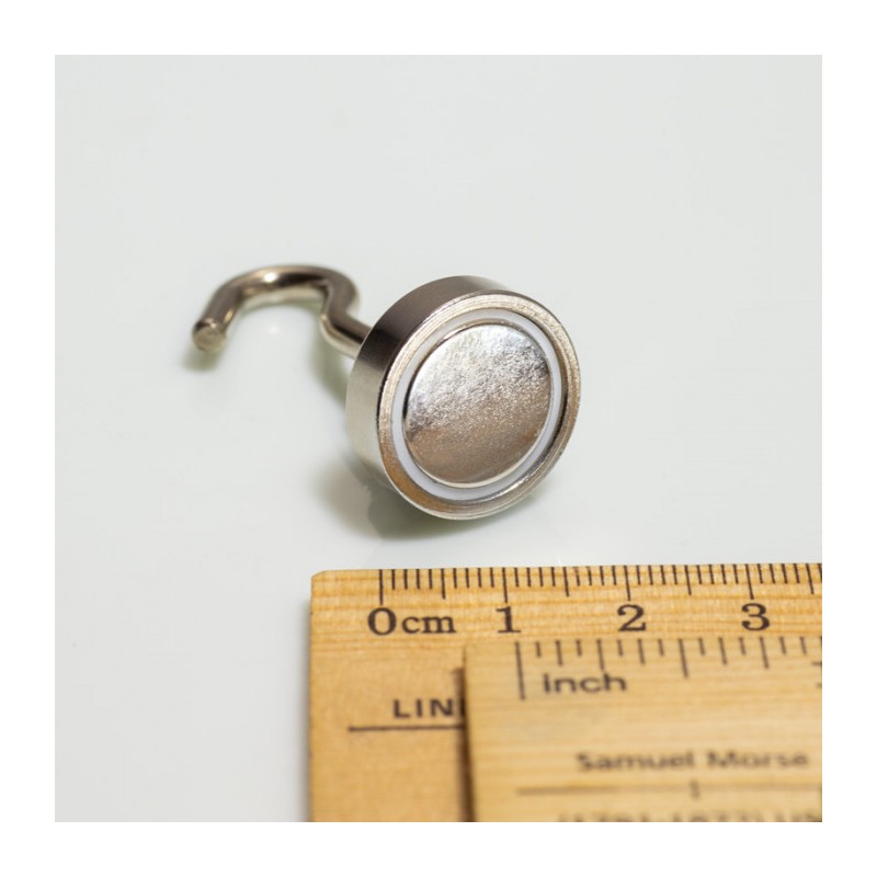 Cârlig magnetic argintiu, diametru 20 mm, NdFeB, forță de rupere 12 kg
