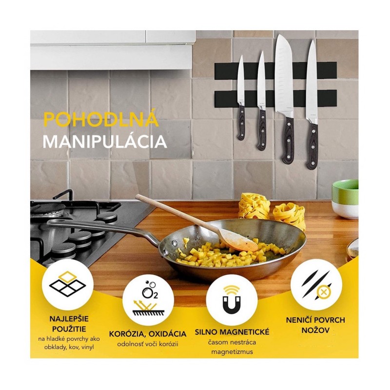 Bandă magnetică autoadezivă nu doar pentru cuțite, lungime 30 cm