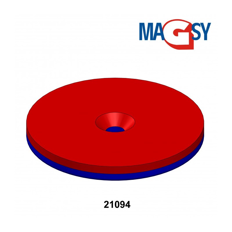Magnet neodim cilindru cu gaură pentru șurub cu cap înecat diam. 42 x 4 N 80 °C, VMM4-N35