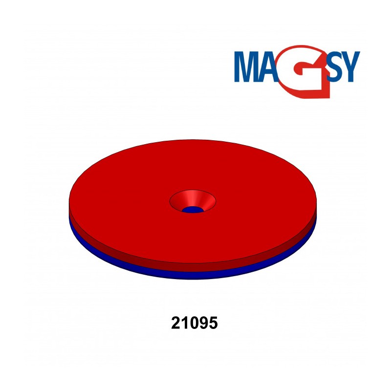 Magnet neodim cilindru cu gaură pentru șurub cu cap înecat diam. 50 x 4 N 80 °C, VMM4-N35