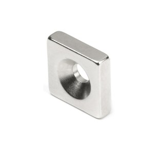 Magnet neodim bloc cu orificiu pentru şurub cu cap înecat 15 x 15 x 4 N 80 °C, VMM4-N35