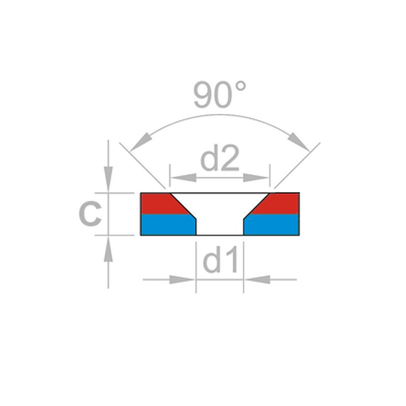 Magnet neodim bloc cu orificiu pentru şurub cu cap înecat 15 x 15 x 4 N 80 °C, VMM4-N35