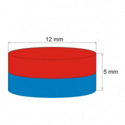 Magnet neodim cilindru cu diam.12x5 N 80 °C, VMM4-N35