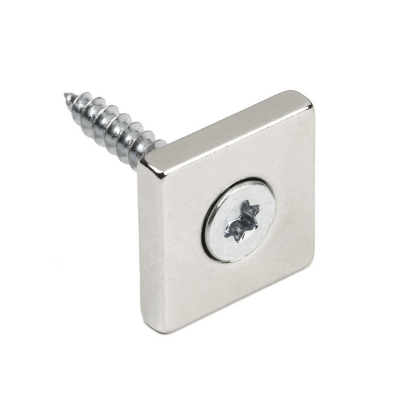 Magnet neodim bloc cu orificiu pentru şurub cu cap înecat 20 x 20 x 4 N 80 °C, VMM4-N35
