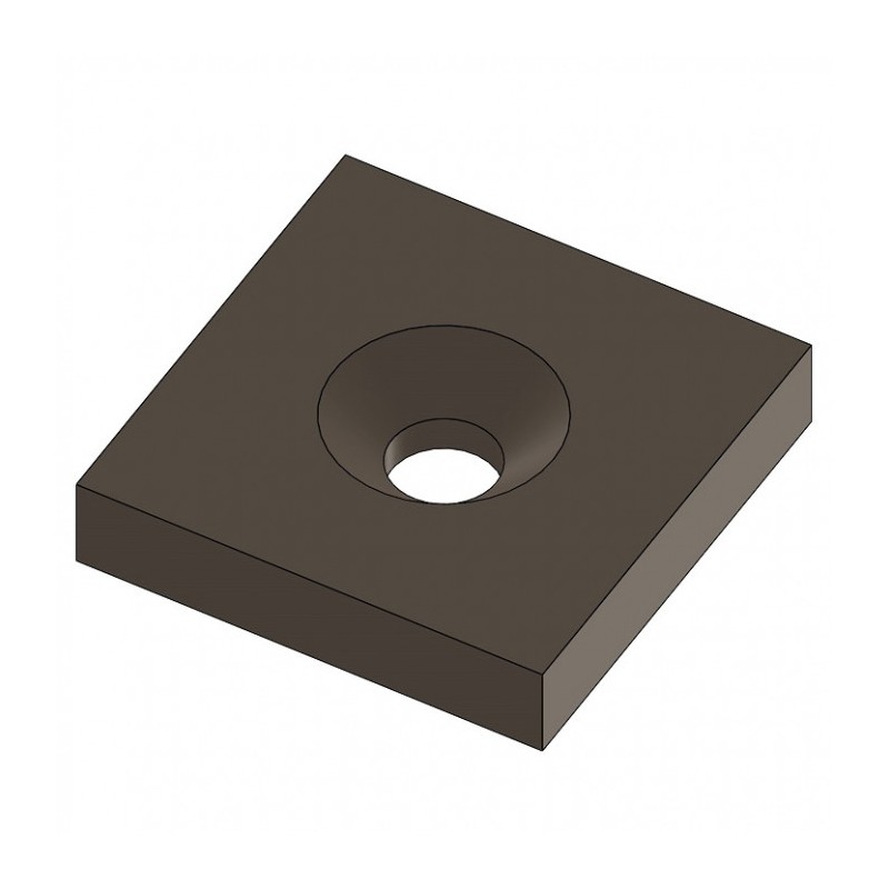 Magnet neodim bloc cu orificiu pentru şurub cu cap înecat 20 x 20 x 4 N 80 °C, VMM4-N35