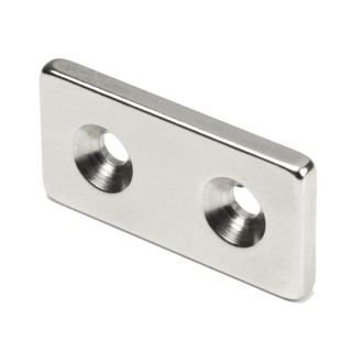 Magnet neodim bloc cu orificiu pentru şurub cu cap înecat 40 x 20 x 4 N 80 °C, VMM4-N35