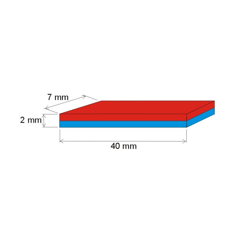 Magnet neodim bloc 40x7x2 P 180 °C, VMM5UH-N35UH