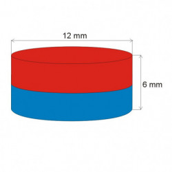 Magnet neodim cilindru cu diam.12x6 N 80 °C, VMM8-N45