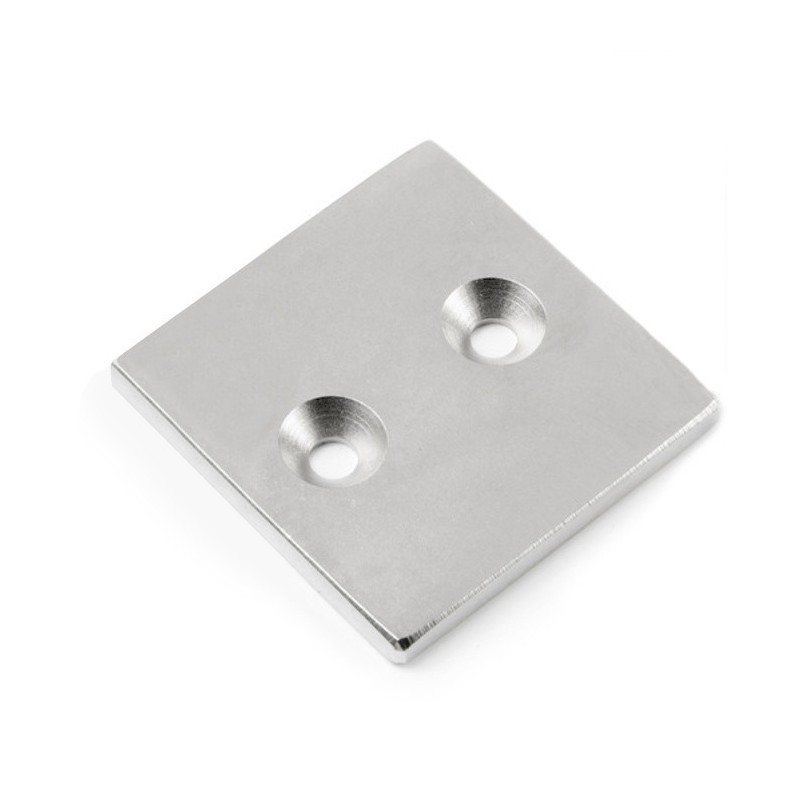Magnet neodim bloc cu orificiu pentru şurub cu cap înecat 40 x 40 x 4 N 80 °C, VMM4-N35