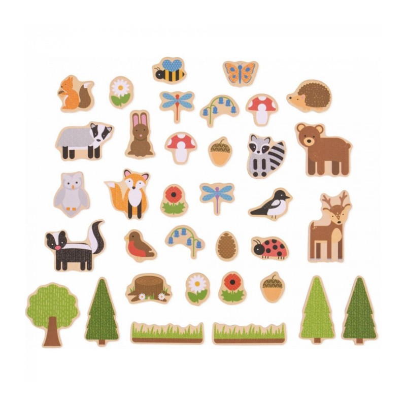 Bigjigs Toys magneți animăluțe din pădure - 35 buc