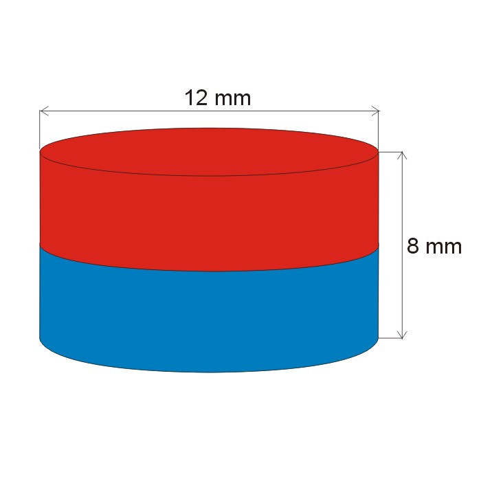 Magnet neodim cilindru cu diam.12x8 N 80 °C, VMM7-N42