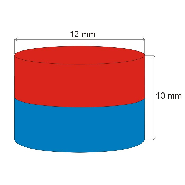 Magnet neodim cilindru cu diam.12x10 N 80 °C, VMM4-N35