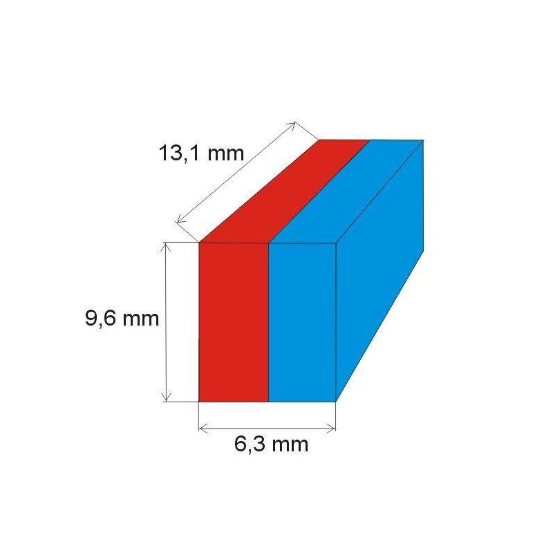 Magnet neodim bloc 9,6x6,3x13,1 N 80 °C, VMM4-N35