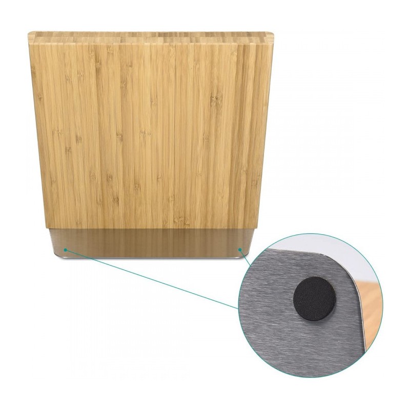 Suport magnetic pentru cuțite, din lemn de bambus – fără cuțite, 23 x 22,5 cm, adâncime 12 cm