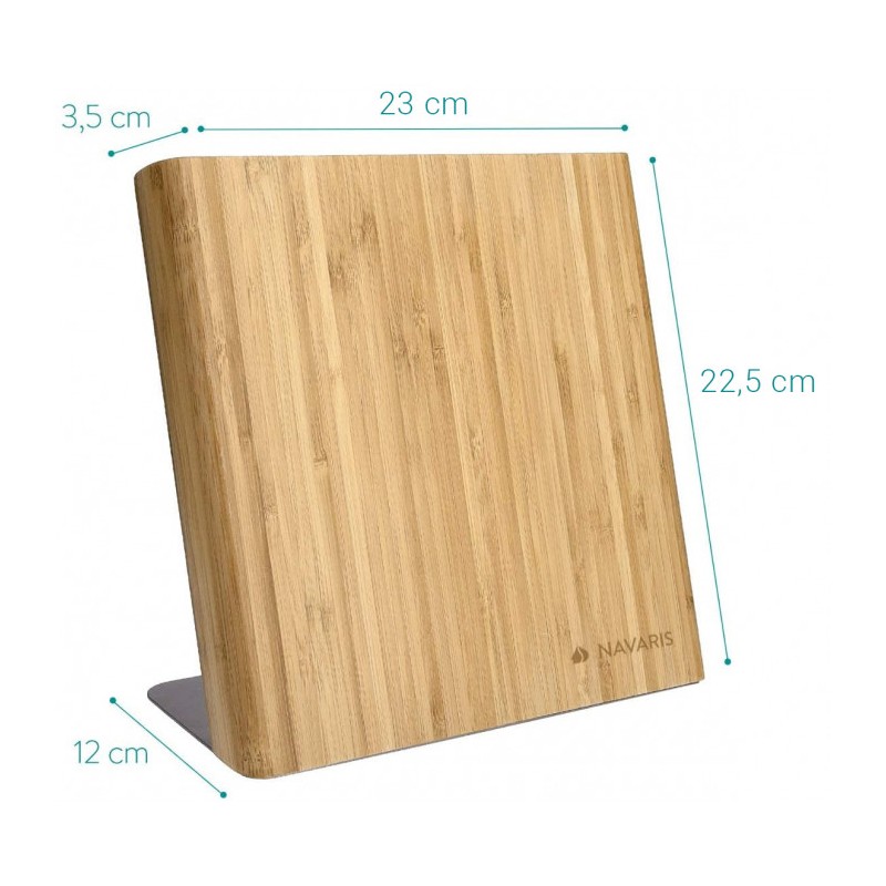 Suport magnetic pentru cuțite, din lemn de bambus – fără cuțite, 23 x 22,5 cm, adâncime 12 cm