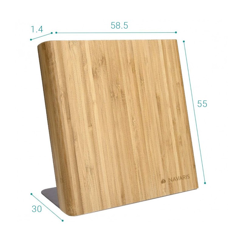 Suport magnetic pentru cuțite, din lemn de bambus – fără cuțite, 23 x 22,5 cm, adâncime 12 cm