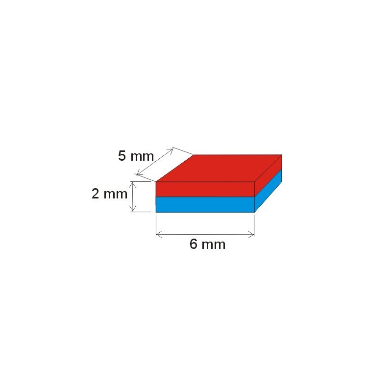 Magnet neodim bloc 6x5x2 P 180 °C, VMM5UH-N35UH