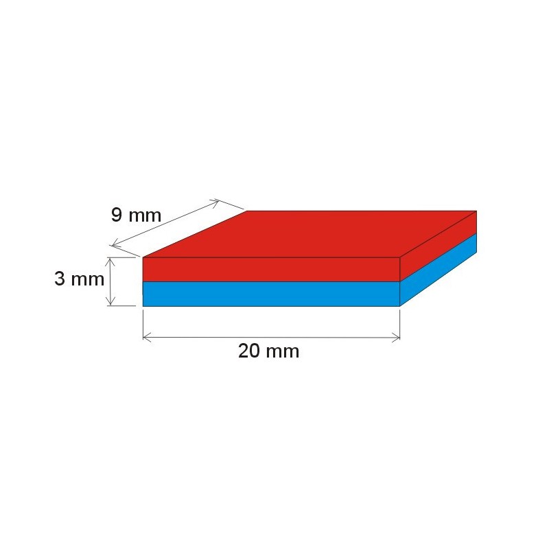 Magnet neodim bloc 20x9x3 P 180 °C, VMM5UH-N35UH