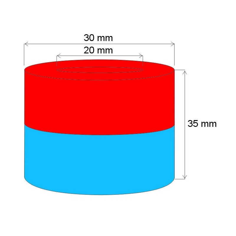 Magnet neodim inel cu diam.30x diam.20x35 P 180 °C, VMM5UH-N35UH